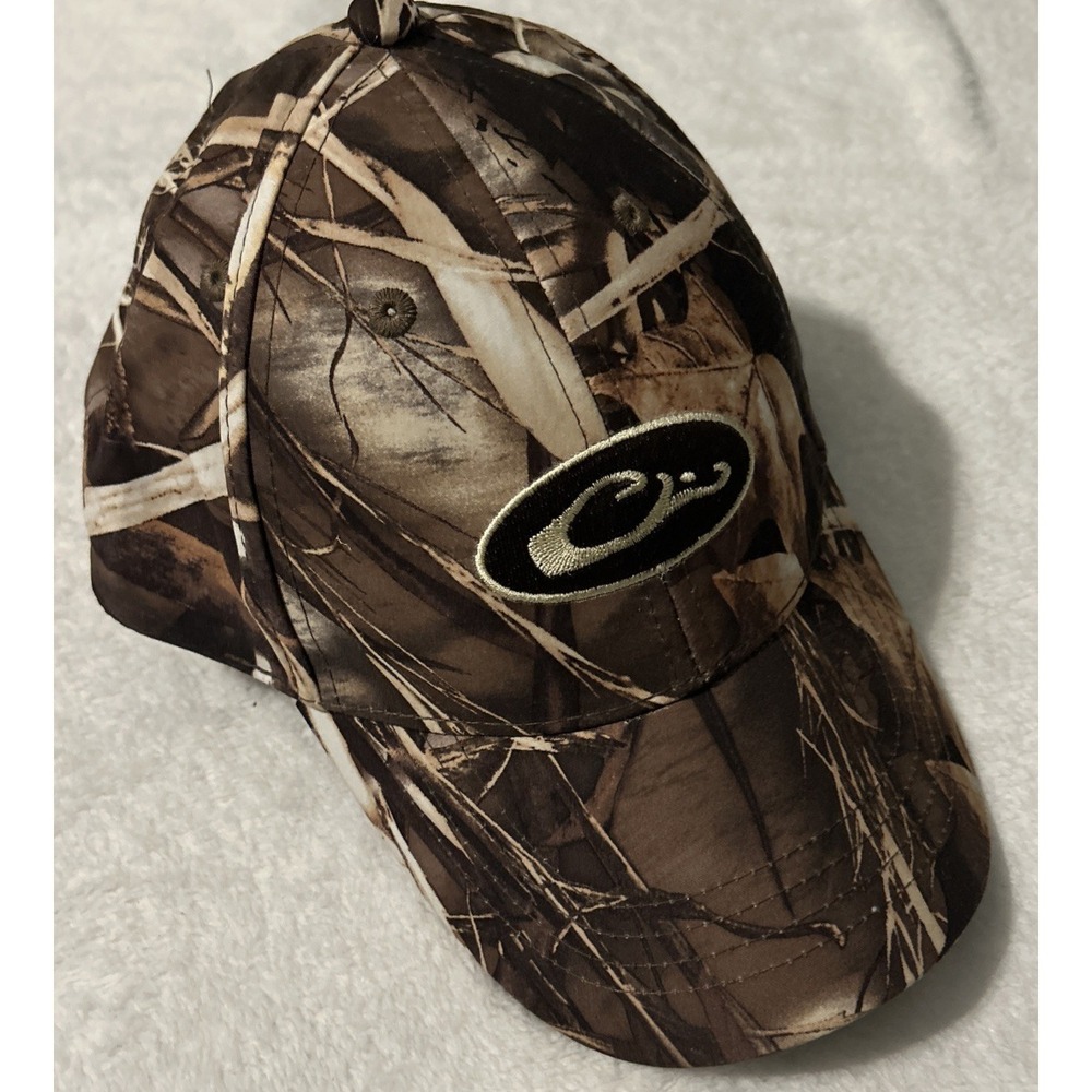 Drake Waterfowl Hat Cap Strap Back Mens One Size Brown Camo Embroidered Hunting‎